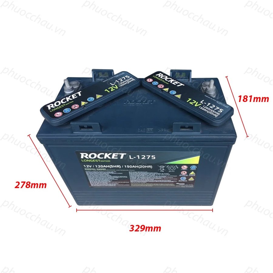 Ắc quy xe golf, ắc quy Rocket L-1275 , ắc quy xe điện du lịch