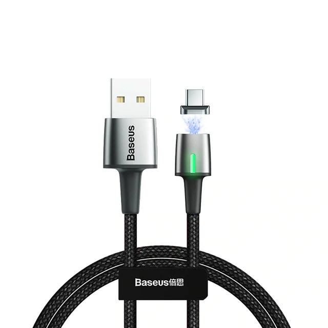 Đen - Dây cáp sạc nhanh 3A từ tính cổng Type-C dài 200CM hiệu Baseus Zinc Magnetic Cable Series 2  cho Huawei, Samsung, Xiaomi, Oppo, Nokia (Sạc nhanh 3A, tốc độ truyền dữ liệu cao) - Hàng nhập khẩu