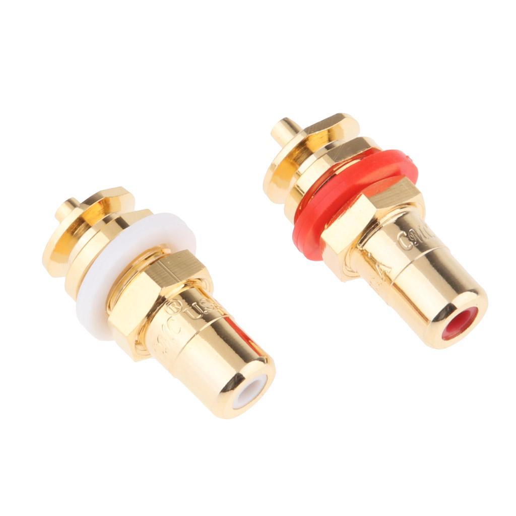 Pair RCA Female Socket Connector Chassis Panel Mount Adapter RCA Plug