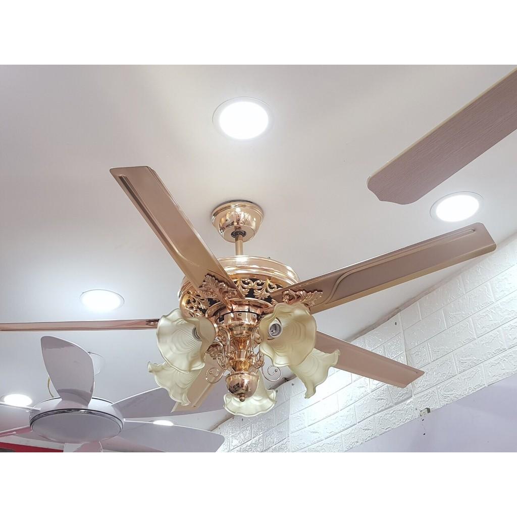 Quạt trần đèn có điều khiển, 5 cánh sải cánh 1m32 KLS045