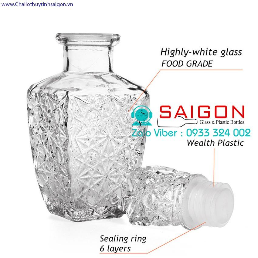 Bình Thuỷ Tinh Sang Trọng 500ml , 750ml | BCR8 , Tuỳ Chọn Dung Tích