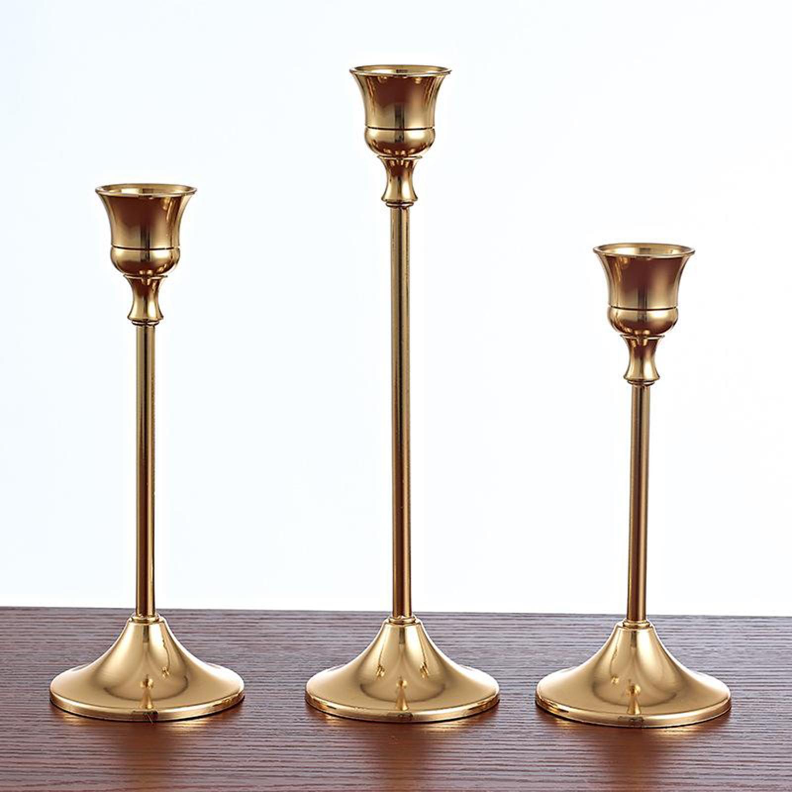 3x Metal Candle Stick Holders Stand for Wedding Party Home Office Decor