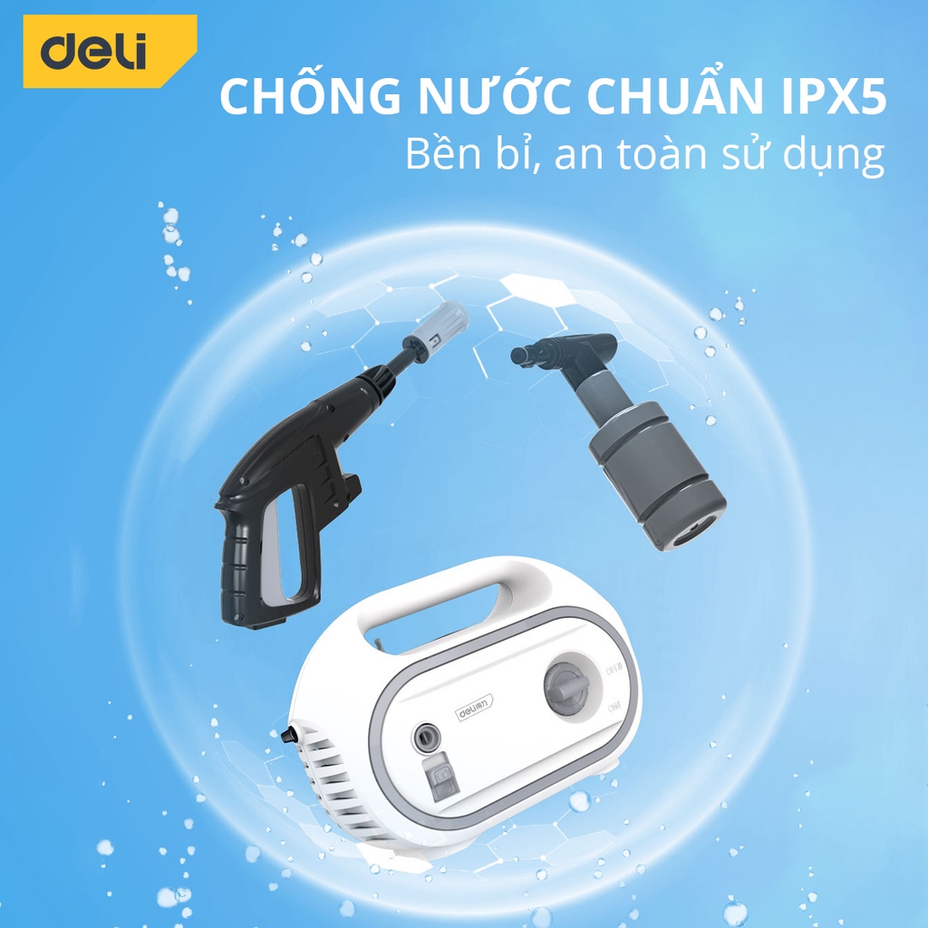Máy Xịt Rửa DELI Áp Lực Cao 1400W - Bảo Hành 36 Tháng - Phun Rửa Đa Năng, Tối Đa Công Suất, Tiết Kiệm Điện Năng - Dáng Nằm