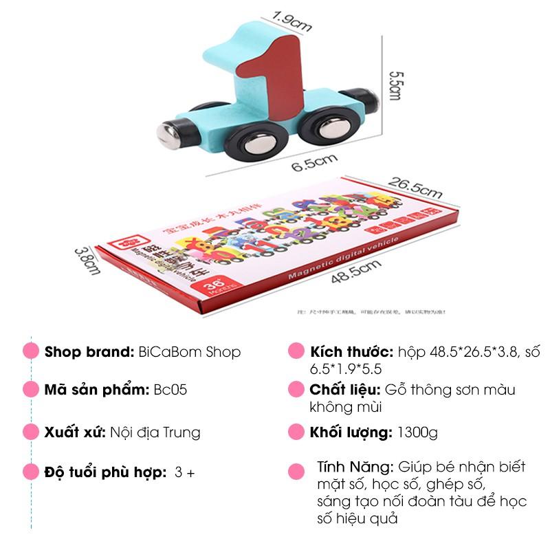 Đồ chơi giáo dục sớm cho bé đoàn tàu nam châm chở số bằng gỗ