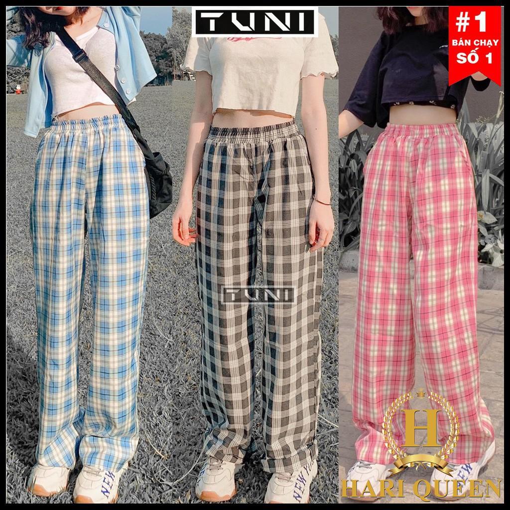 Quần caro ống xuông lưng cao unisex YUKIBLOOM quần caro nữ ống xuông QCR01