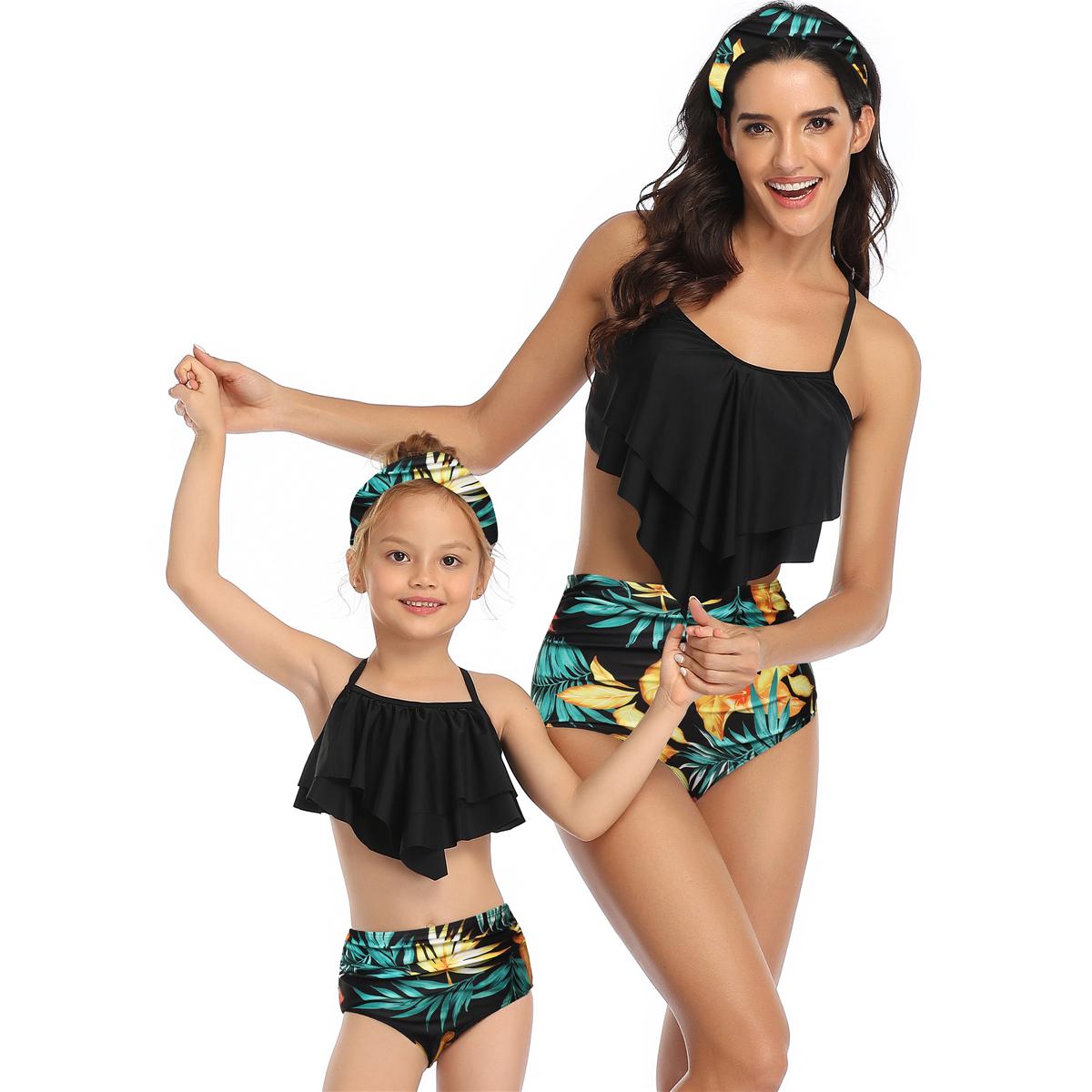 Năm 2021 Mẹ Con Gái Đầm Họ Phù Hợp Với Đồ Bơi Mẹ Bơi Bikini Áo Tắm Trẻ Em Biquini Trang Phục