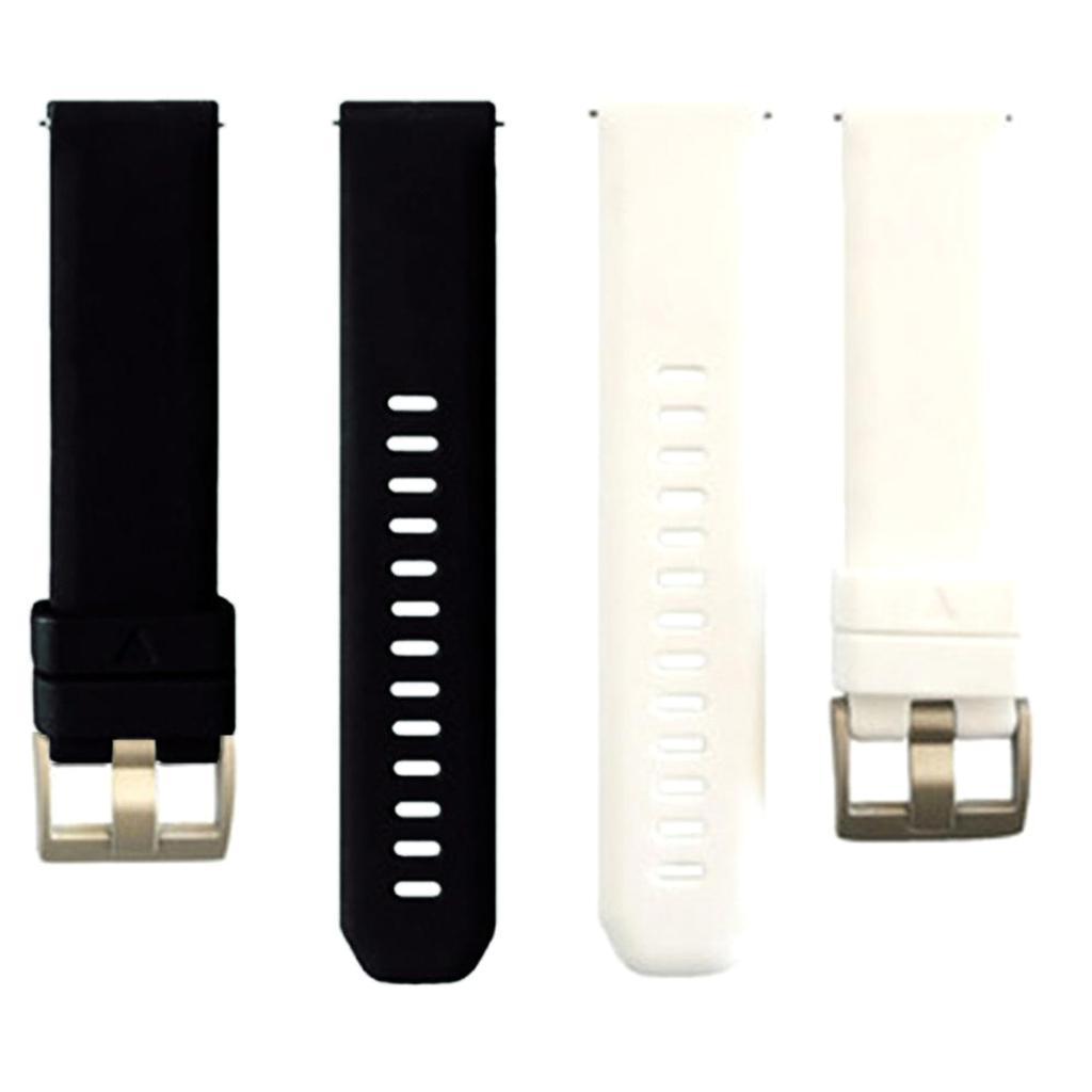 2pcs Women Men Soft Silicone Rubber Watch Bands Repalcement Quick Release Strap 20mm, Black+White