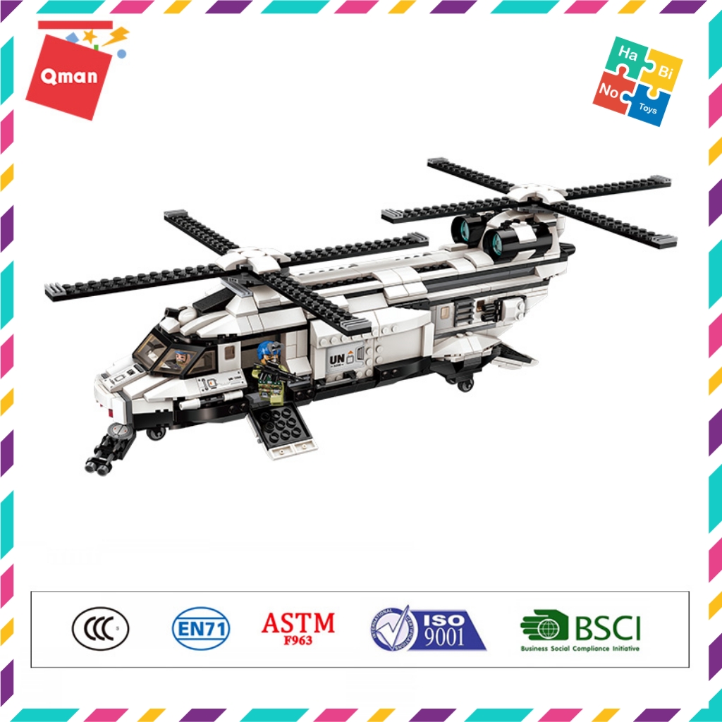 Bộ Đồ Chơi Xếp Hình Thông Minh Lego Quân Sự Qman 648 Mảnh Ghép Máy Bay Trực Thăng Quân Sự Phi Cơ Xạ Thủ 3208 Cho Trẻ Từ 6 Tuổi