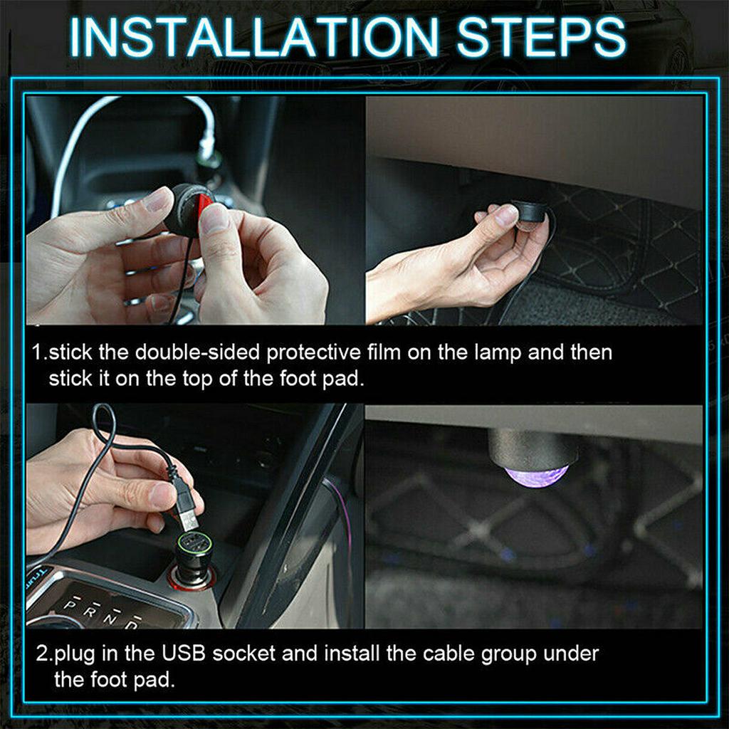 4-In-1 Auto Car LED Lamp Light Interior Footwell Neon Lamp Accessories