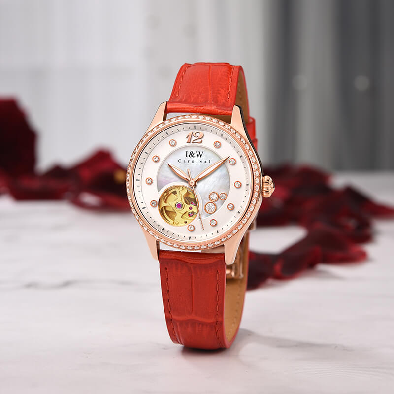Đồng hồ nữ chính hãng IW CARNIVAL IW573G-1Kính sapphire ,chống xước ,Chống nước 30m ,Bảo hành 24 tháng,Máy cơ ,dây da cao cấp, thiết kế đơn giản dễ đeo