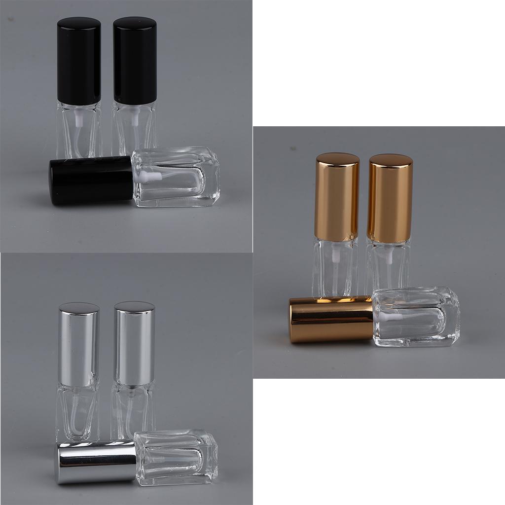 3x 3ml Empty Glass Spray Bottle Pump Fine Mist Perfume Atomiser Black Caps