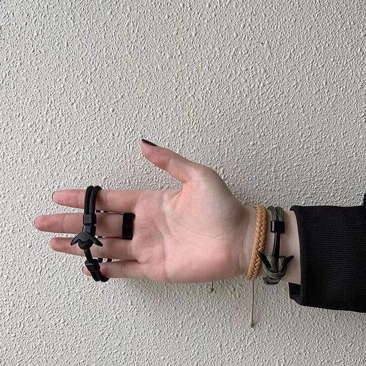 Vòng Tay Mỏ Neo Unisex Dành Cho Nam Nữ Thời Trang Màu Đen Chất Liệu - Vòng tay mỏ neo CamCamVintage