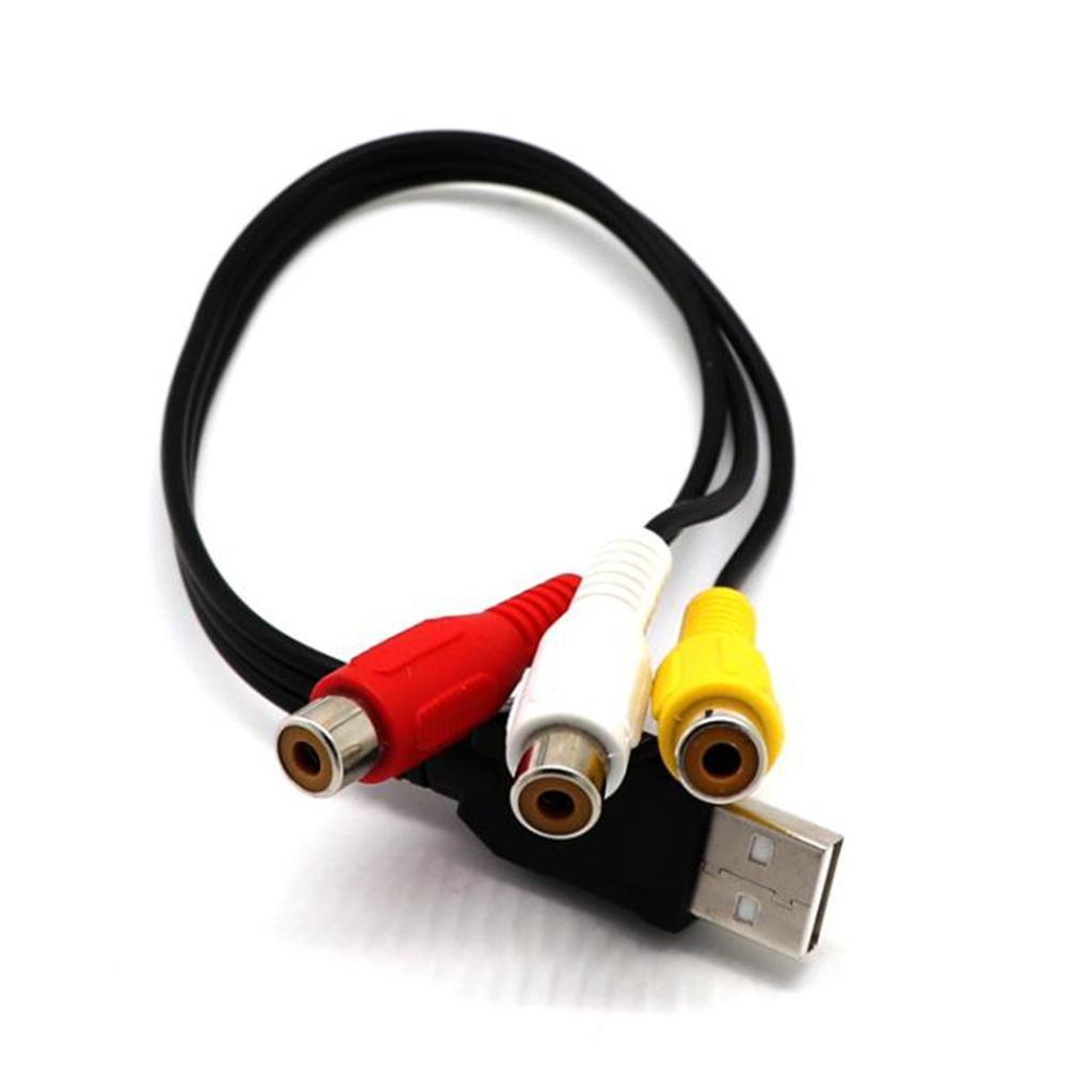USB Male to 3 RCA Female Video AV Cord Converter Adapter Cable