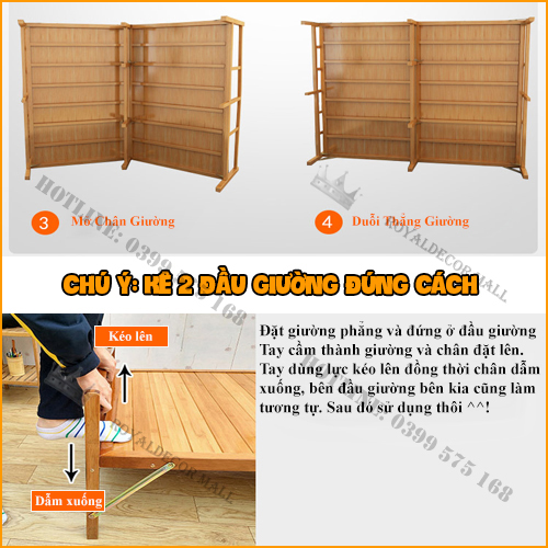 Giường Tre Gấp Gọn Thông Minh, Nằm Thư Giãn 100% Bằng Tre Tự Nhiên .KT 195 x 80/100