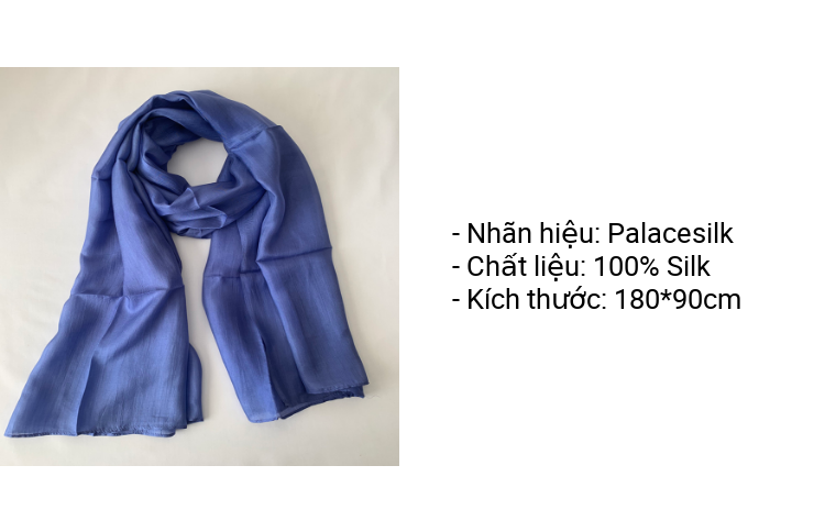 Khăn quàng cổ lụa tơ tằm trơn màu xanh tím, 100%silk, hàng thủ công chất lượng cao