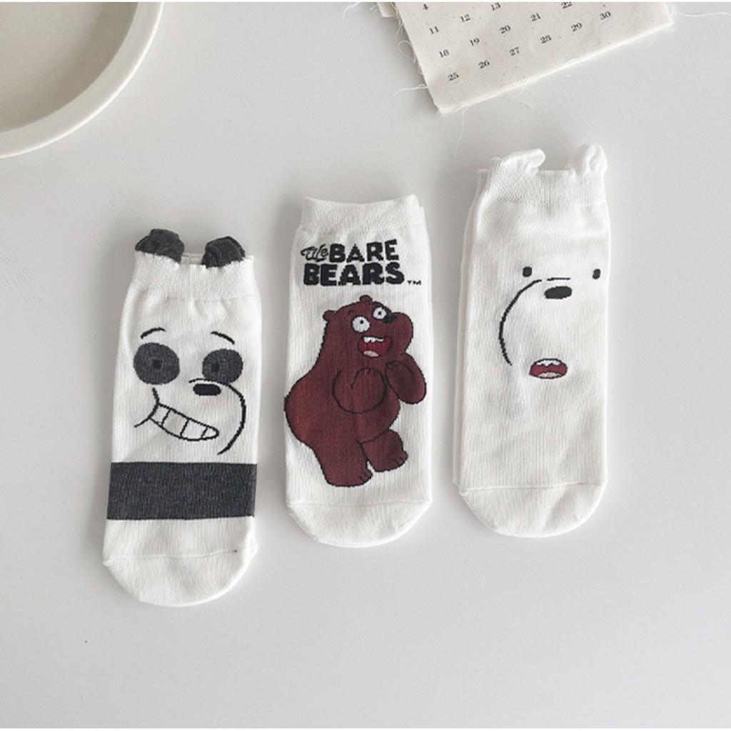 Vớ Tất Ngắn Cổ Hình Gấu We’re Bare Bear Tất Hoạt Hình Phong Cách Nhật Hàn Ulzzang Dễ Thương Trendy Hottrend Cute