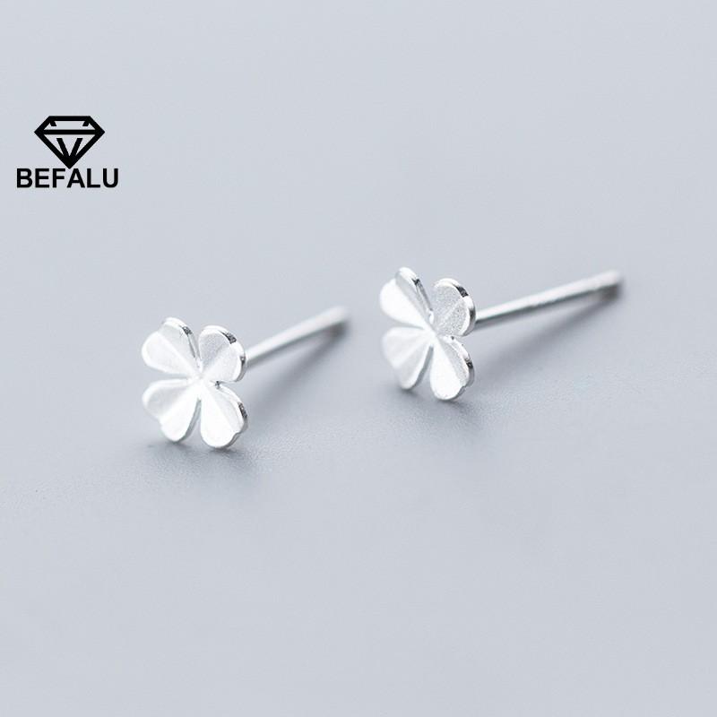 Khuyên Tai Nữ Bạc 925 Hình Cỏ 3 Lá BEFALU - BT02