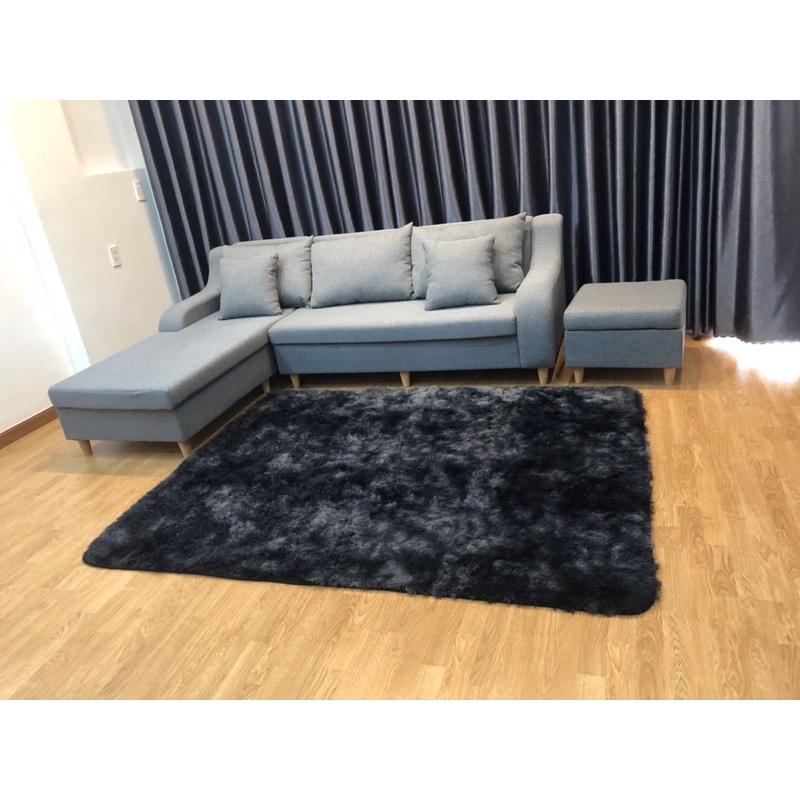THẢM LÔNG DECOR - THẢM LÓT SÀN PHÒNG NGỦ MÀU ĐEN LOANG
