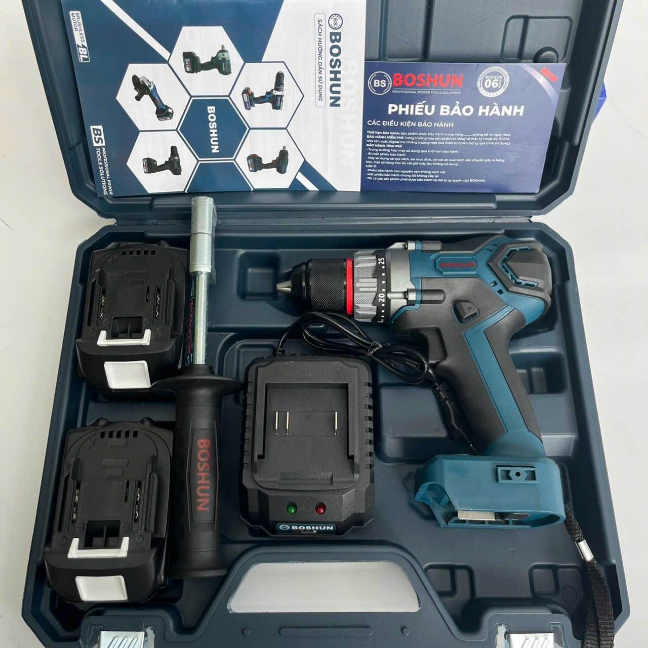 Máy khoan từ BOSHUN AUTO LOCK 3 chức năng , có búa , sử dụng động cơ không chổi than -Siêu khỏe - HÀNG CAO CẤP