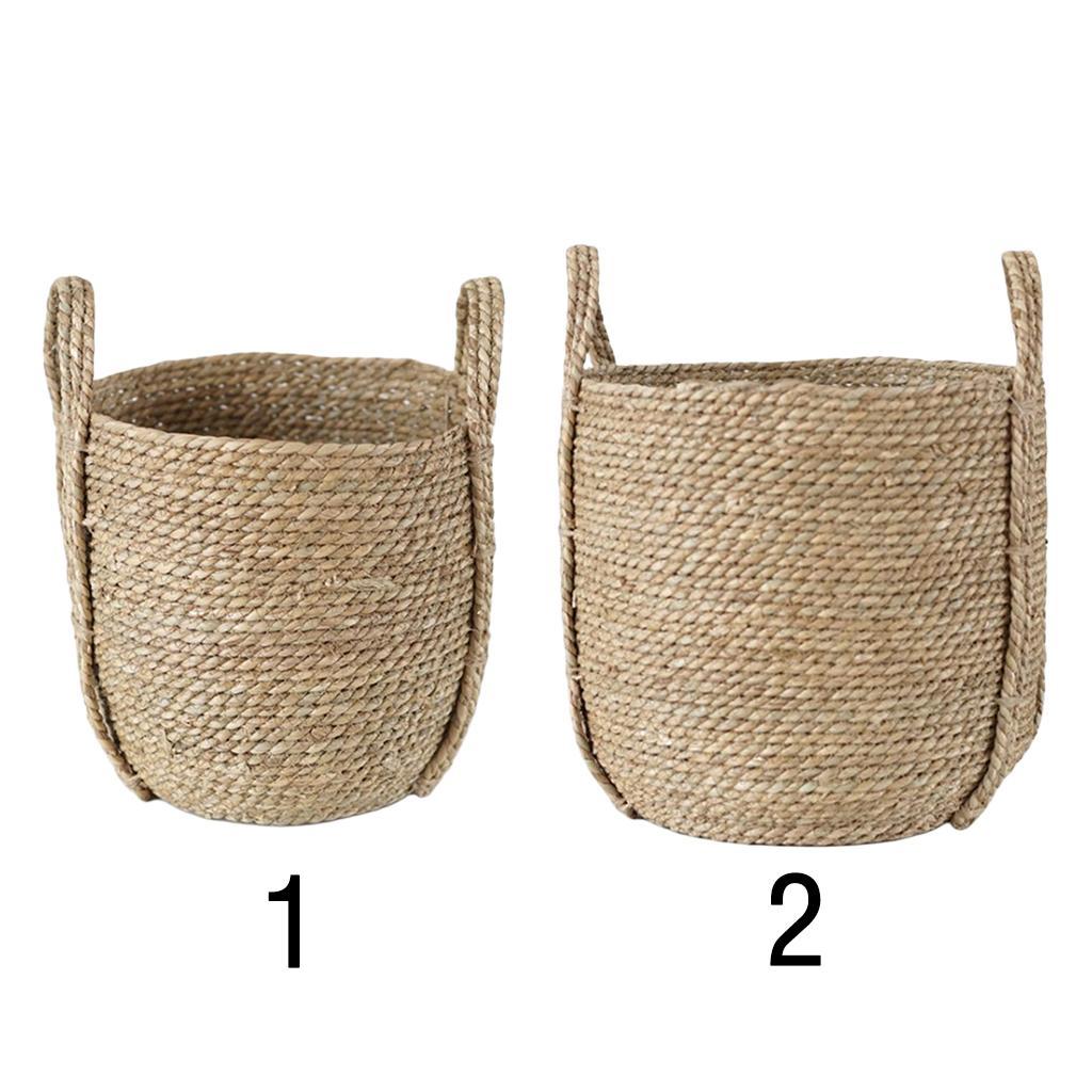 Garden Flower Pot Planter Basket Straw Woven Storage Basket Household Bag S