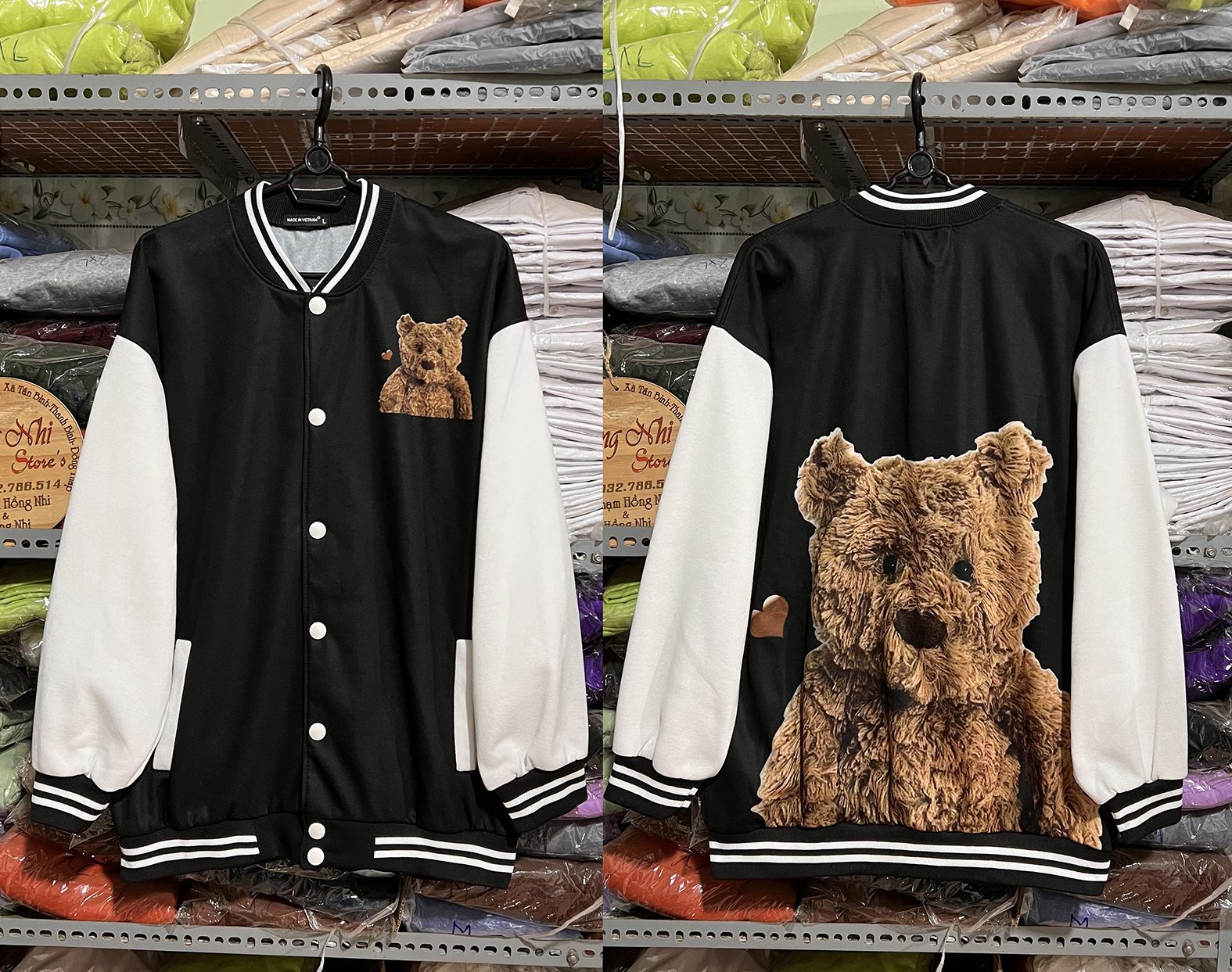 Áo Khoác Bomber Teddy Bear Ulzzang Unisex Dáng Rộng Nam Nữ - MM