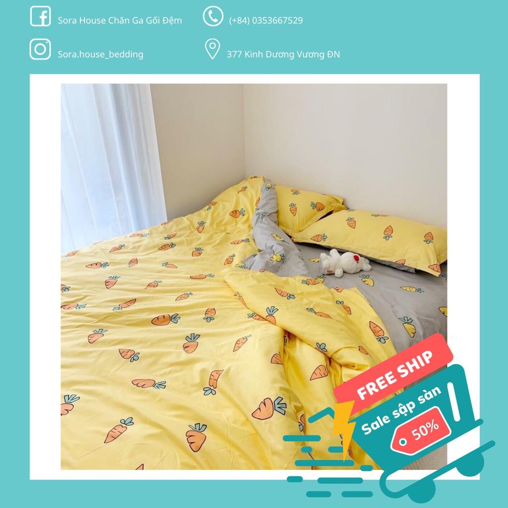 Bộ Chăn Ga Gối Cotton Poly Cà Rốt Vàng