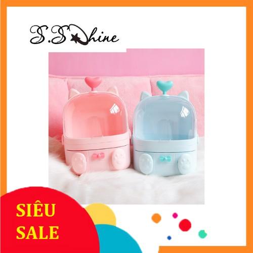 hộp ĐỂ ĐỒ TRANG ĐIỂM MOMMYKIDS MINH CHAU TRONG NHÀ TẮM, BÀN TRANG ĐIỂM hình con mèo siêu kute