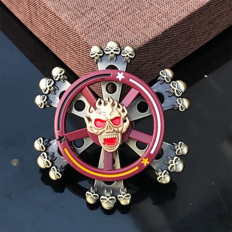 SPINNER Con quay Họa Tiết 8 cánh 6 viên đỏ thép 2 tầng 2 chế độ quay kép KIM LOẠI thép cực chắc chắn