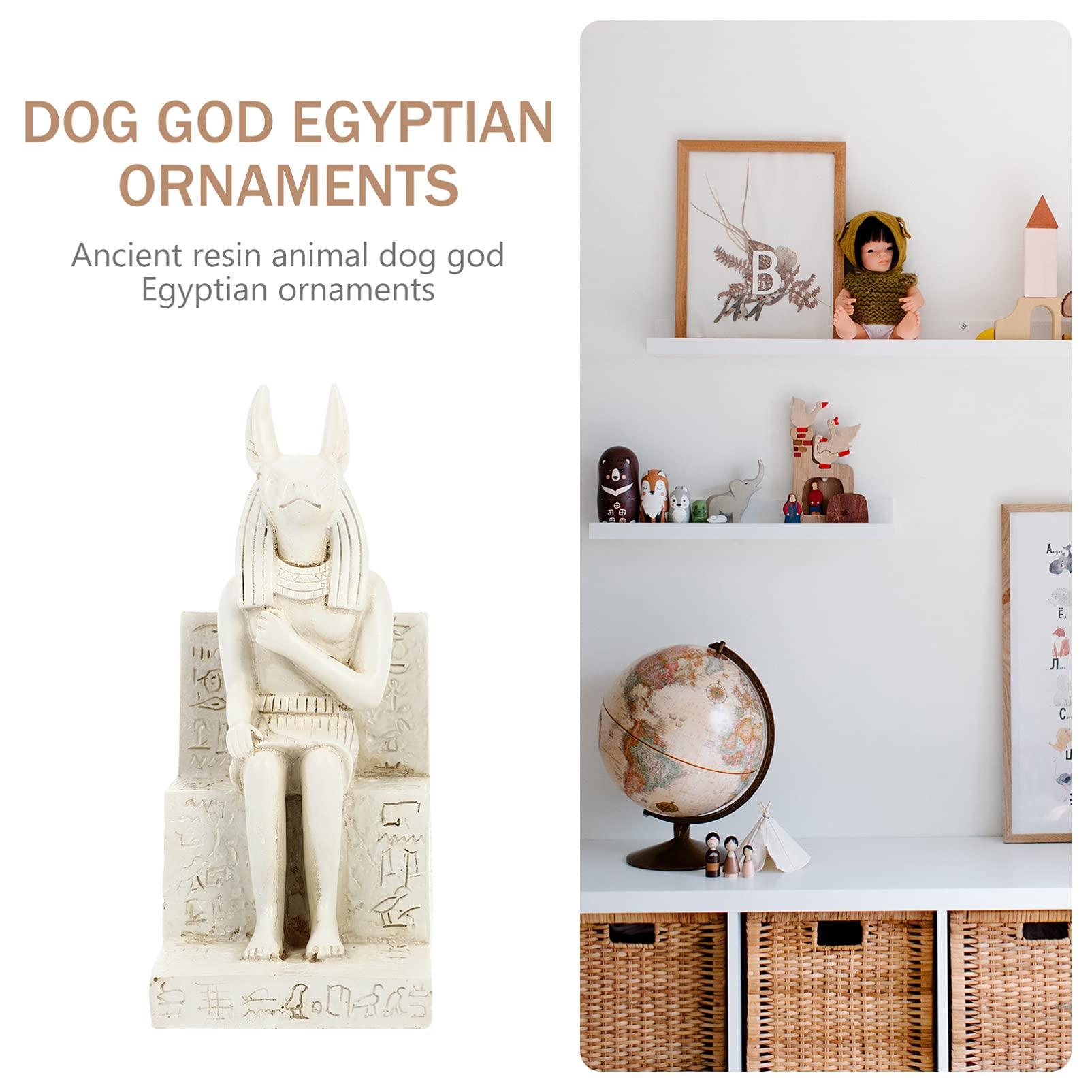 Bức tượng Ai Cập Anubis Jackal trong nhựa để trang trí bàn, nhà, hồ cá, cao 14,5 cm
