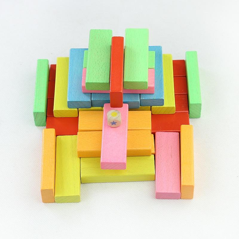 Bộ đồ chơi rút gỗ size lớn có màu sắc size 28cm 54 miếng gỗ