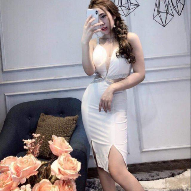 Đầm body hở eo đính tag cao cấp