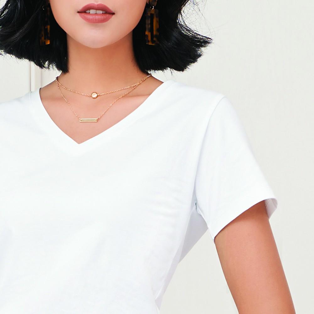 Áo thun nữ Choobe cộc tay cổ tim dáng suông phông trơn vải cotton co giãn tốt - A18