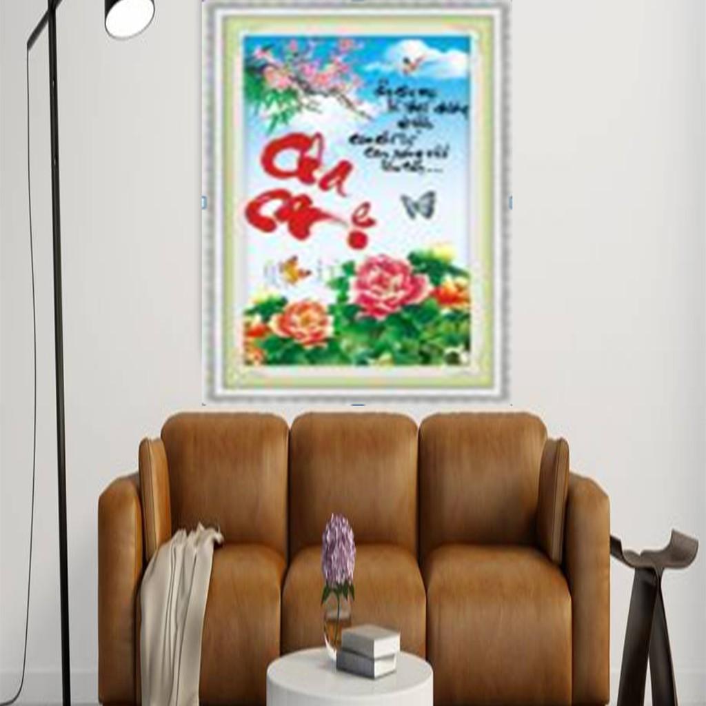 Tranh thêu cha mẹ hoa mẫu đơn 222531 - kích thước: 43 * 63cm.