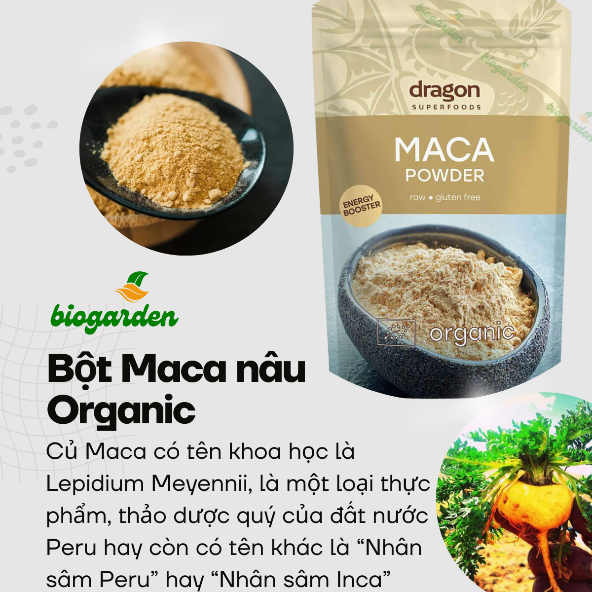 Bột Maca Hữu Cơ Nguyên Chất 200G - Dragon Superfoods