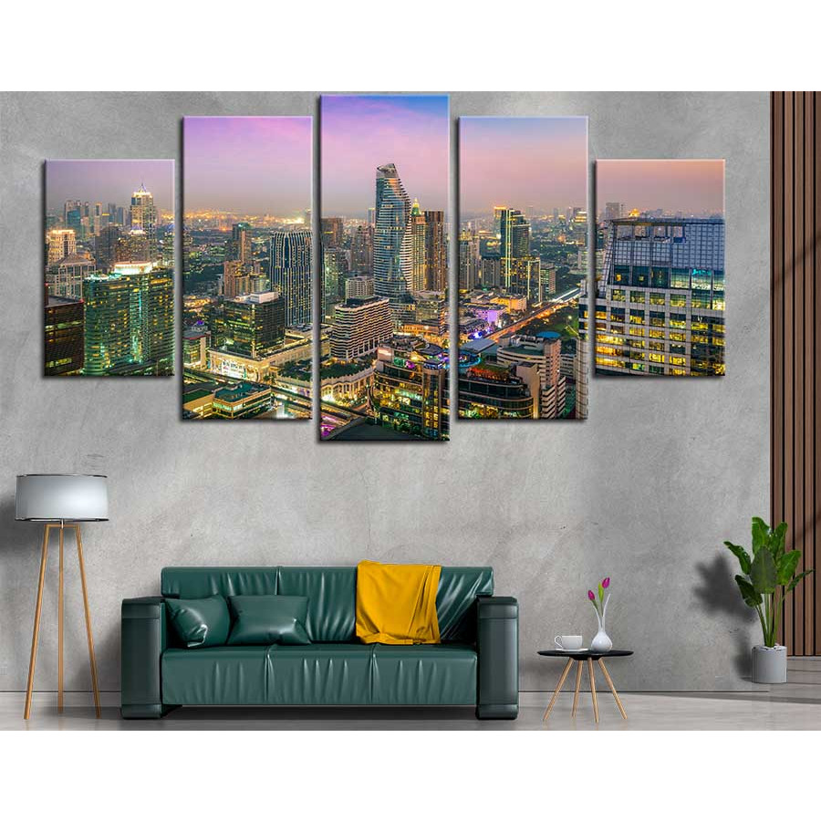 Bộ 5 tranh canvas treo tường phong cảnh thành phố Bangkok - B5T030