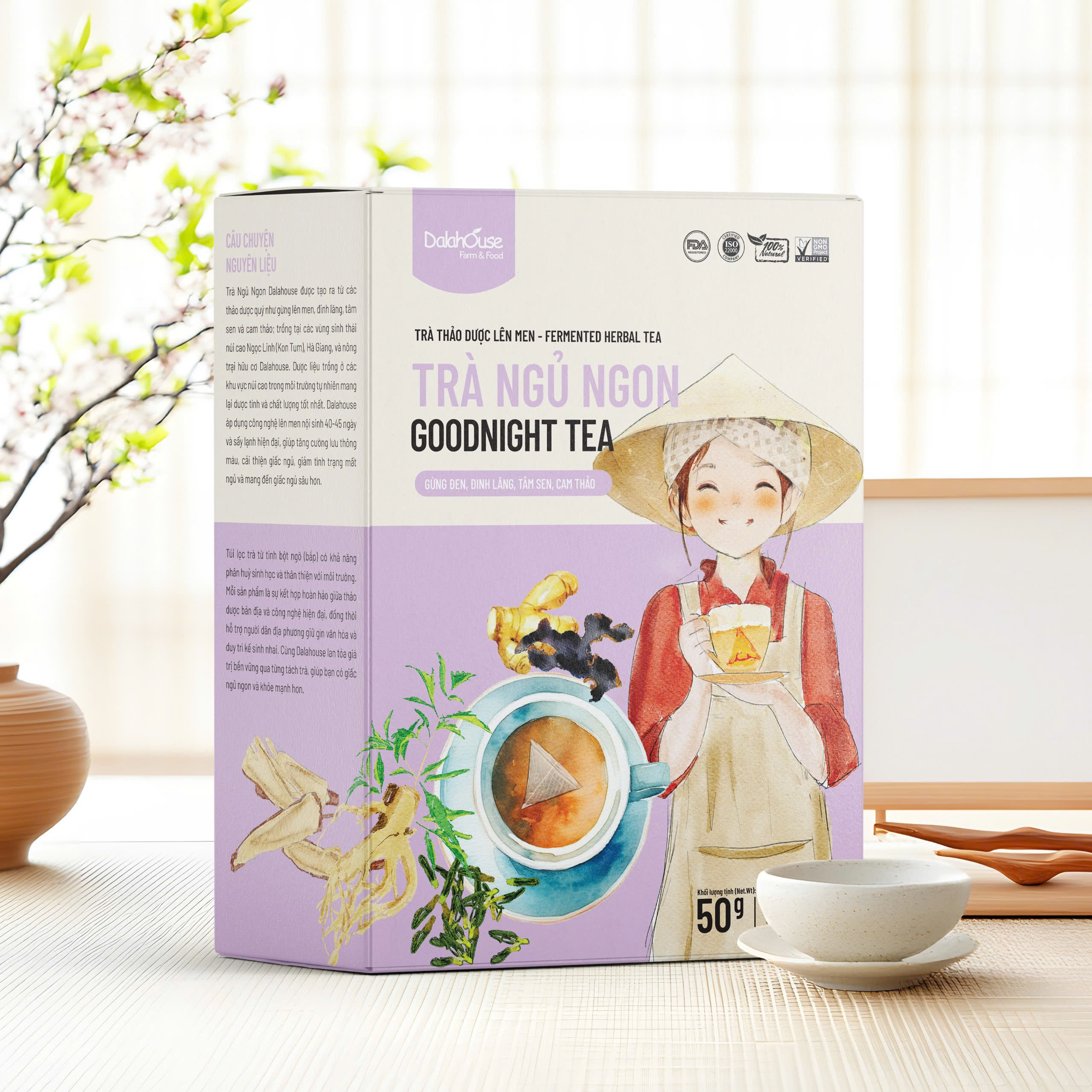 Trà Ngủ Ngon Dalahouse Hộp 50g - Thanh Nhiệt, Mát Gan, Cải Thiện Giấc Ngủ, Tốt Cho Tim Mạch, Giảm Cân, Eatclean, Healthy