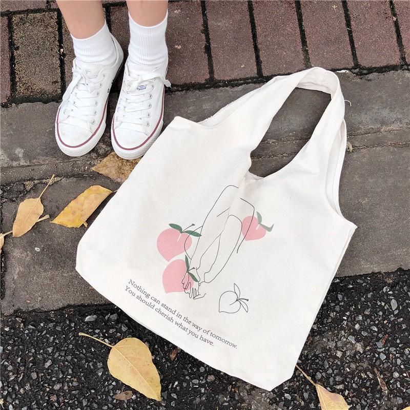 Túi tote vải đeo chéo, túi canvas bag đi học 2021