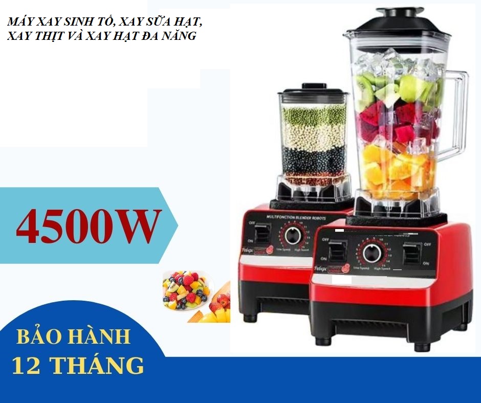 Máy xay sinh tố công nghiệp 2 cối xay thịt, xay sinh tố và xay hạt công suất  4500w phiên bản mới nhất