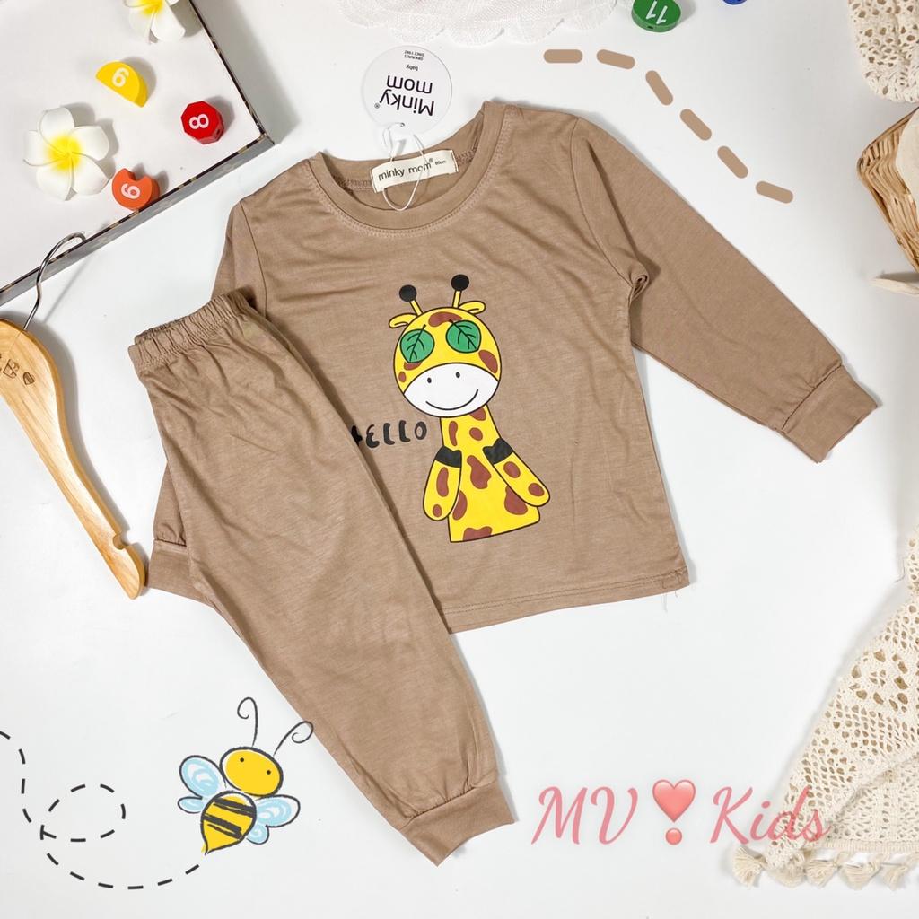 Bộ Dài Tay Cho Bé Trai, Bé Gái Minky Mom Vải Thun Lạnh Hoạ Tiết Sư Tử Bịt Mắt MKDTL05
