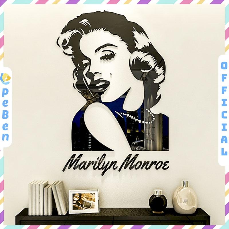 Tranh dán tường mica 3d decor khổ lớn ca sĩ Marilyn Monroe