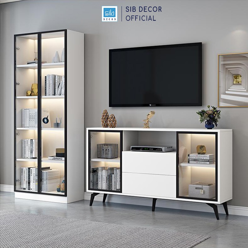 Set Tủ Trưng Bày Đa Năng Để Tivi, Sách, Vang Và Dụng Cụ Nhà Bếp Hiện Đại Thương Hiệu SIB Decor TCK41