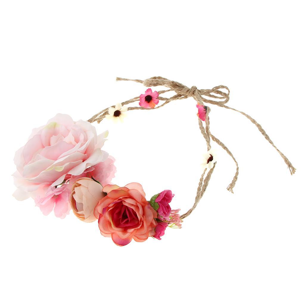 Peony Flower Handmade Headband Hair Wreath Floral Garland Headpiece Women