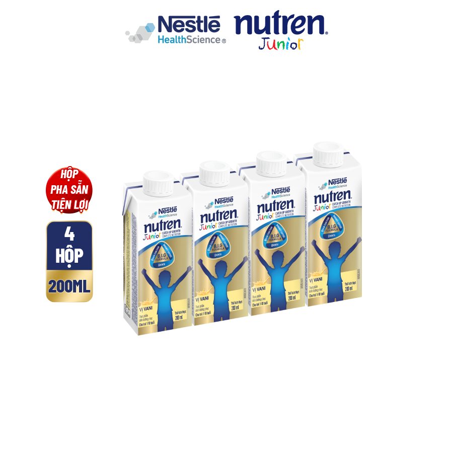 4 hộp pha sẵn Nutren Junior Thụy Sĩ 200ML/hộp hỗ trợ tăng cân tiêu hóa tốt cho trẻ từ 1-10 tuổi