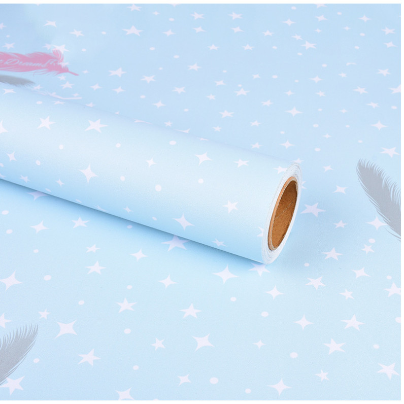 GIẤY DÁN TƯỜNG KHỔ 45CMX10M LÔNG VŨ XANH