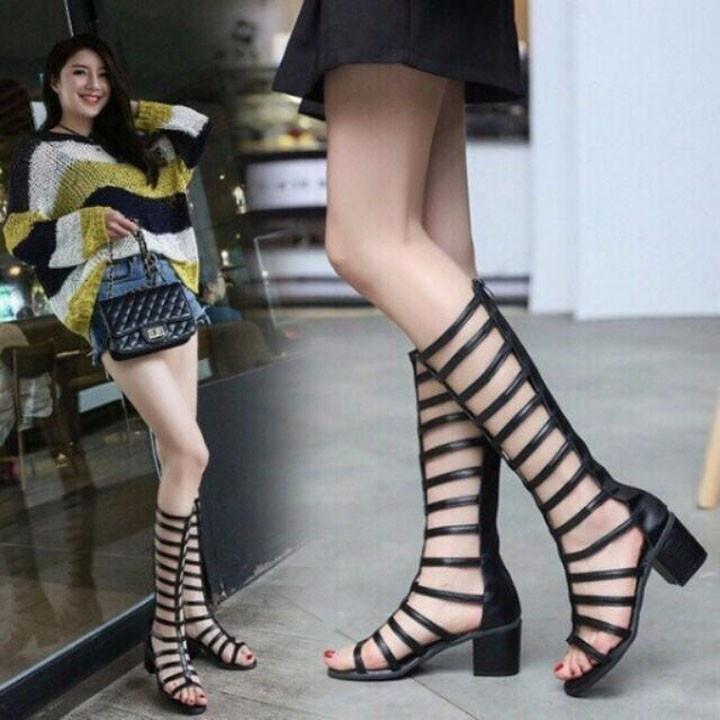 Xăng đan Giày sandals chiến binh gót vuông mũi tròn hàn quốc cao cấp mã sản phẩm KN97