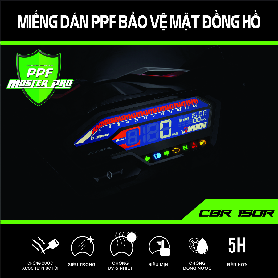 Miếng Dán PPF Bảo Vệ Mặt Đồng Hồ Xe  Moto CBR 150R | Chất Liệu Film PPF