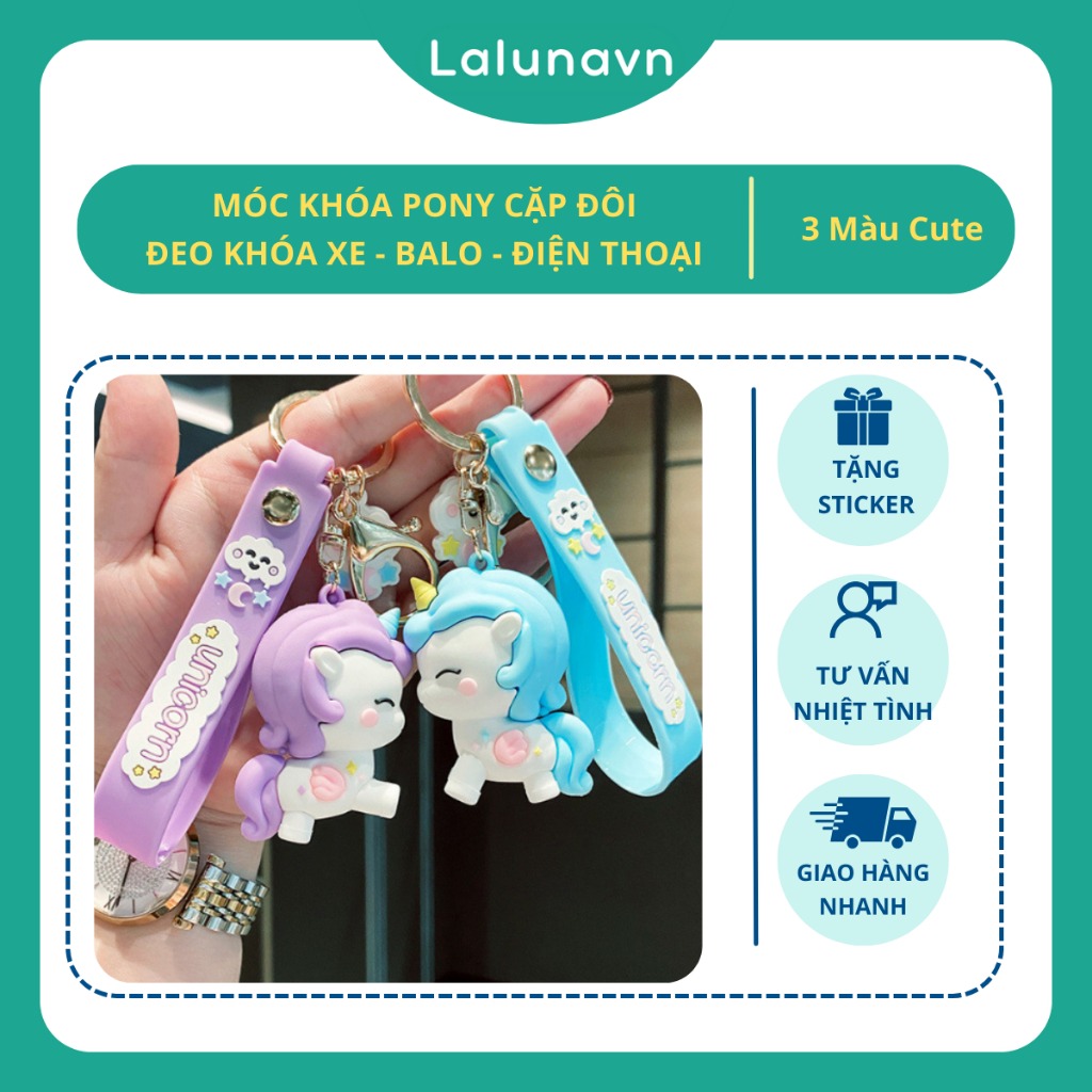 Móc khóa lotso gấu dâu, pony cute cho balo, xe máy, dây đôi đeo balo điên thoại Lalunavn B167
