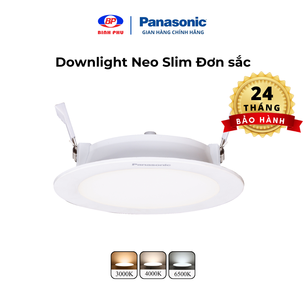 Đèn LED âm trần Downlight Panasonic Neo Slim Loại đơn sắc Công suất siêu mỏng nguồn rời, ánh sáng Trắng 6500K, Trung tính 4000K, Ấm 3000K