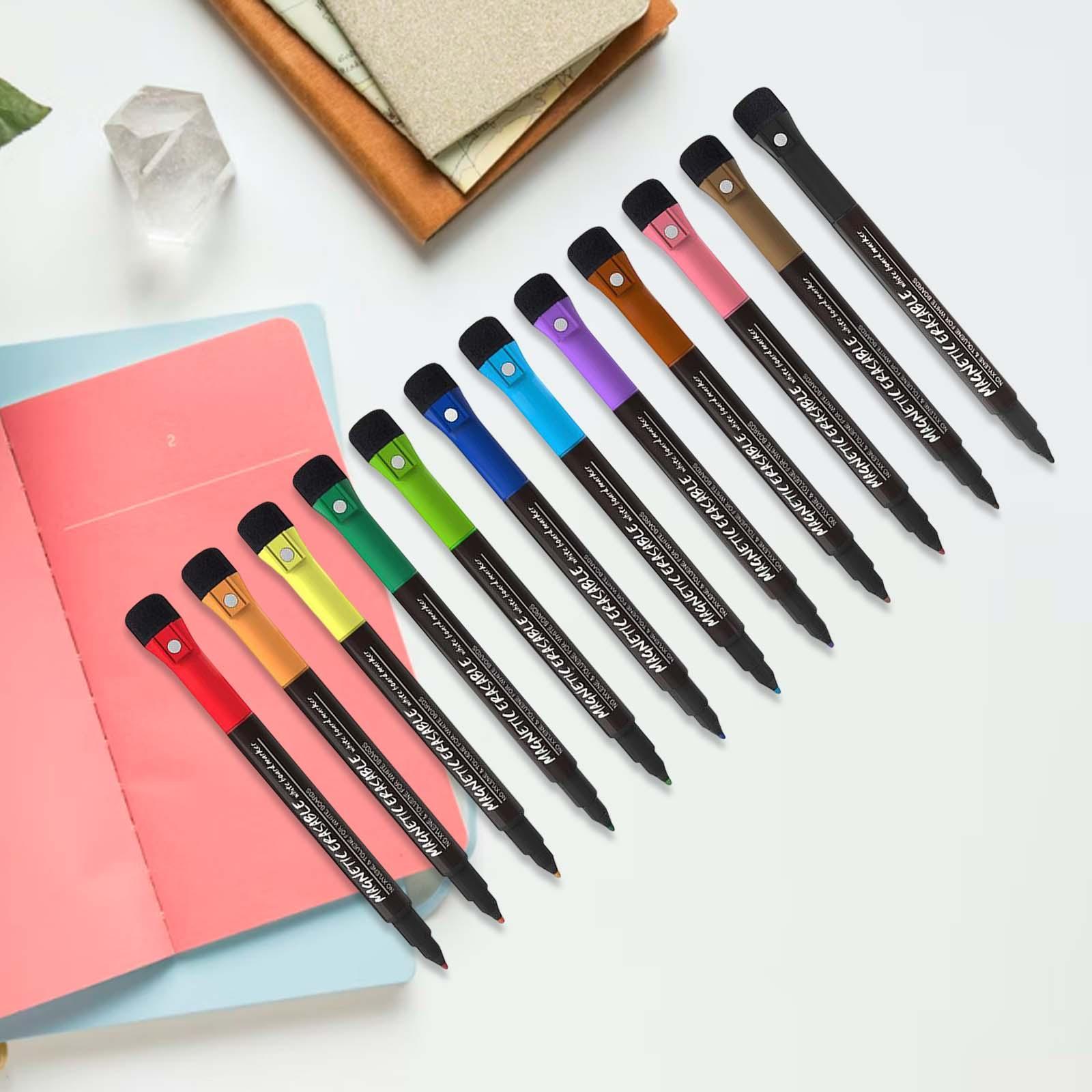 12x Erase Whiteboard Mirror Glass Markers Pen Fine Tip Long Lasting