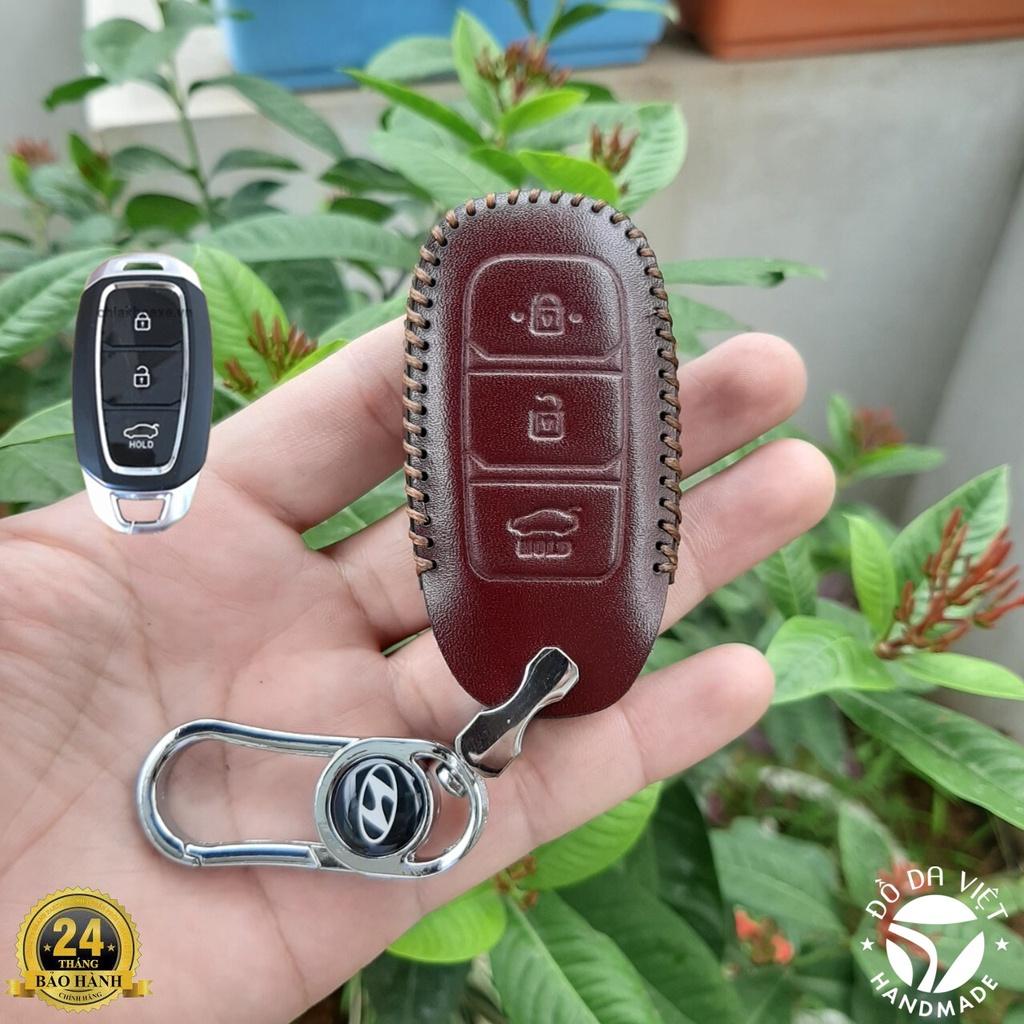 Bao Da Chìa Khóa HYUNDAI 3 nút , Santafe 19-20, Accent 18-20, Kona Da bò thật bảo hành 2 năm
